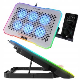Rampage FREEZ Podstawka chłodząca laptopy 9-17 6 wentylatorów RGB srebrna