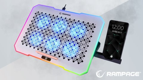 Rampage FREEZ Podstawka chłodząca laptopy 9-17 6 wentylatorów RGB srebrna