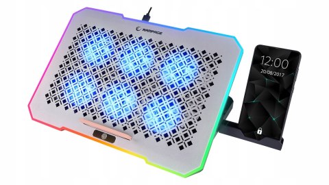 Rampage FREEZ Podstawka chłodząca laptopy 9-17 6 wentylatorów RGB srebrna