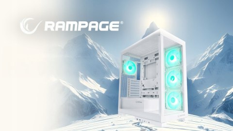 Rampage Hydra V2 obudowa PC akwarium ARGB biała trzy panele szkło hartowane