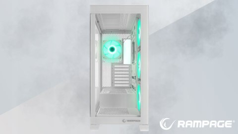 Rampage Hydra V2 obudowa PC akwarium ARGB biała trzy panele szkło hartowane