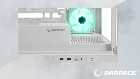 Rampage Hydra V2 obudowa PC akwarium ARGB biała trzy panele szkło hartowane
