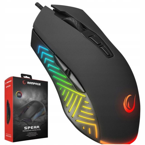 Rampage Mysz SPEAR V2 gamingowa RGB 12800 DPI 1kHz makro