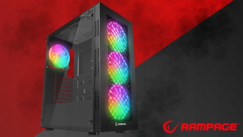 Rampage PLAID V1 Obudowa PC Mid Tower RGB okno hartowane czarna gamingowa