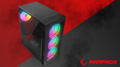Rampage PLAID V1 Obudowa PC Mid Tower RGB okno hartowane czarna gamingowa
