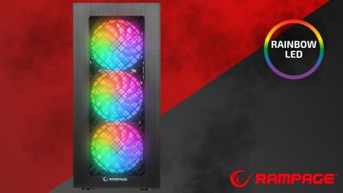 Rampage PLAID V1 Obudowa PC Mid Tower RGB okno hartowane czarna gamingowa