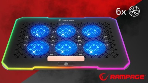 Rampage S48 FREEZ Podstawka chłodząca pod laptop 9-17 RGB 6 wentylatorów