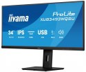 IIYAMA Monitor ProLite 34 cale XUB3493WQSU-B6 IPS,UWQHD,DP,2xHDMI,HAS,21:9,400cd, 120Hz,1000:1,1ms, USB HUBx4, 2x5W,