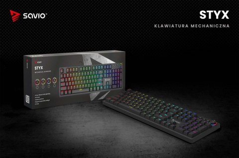 Klawiatura mechaniczna Savio STYX Blue RGB gamingowa pełnowymiarowa