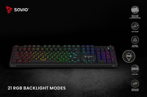 Klawiatura mechaniczna Savio STYX Peach Silent RGB gamingowa