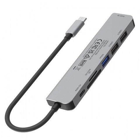 Hub Unitek uHUB S7+ 7w1 USB-C HDMI 4K aluminiowy z PD 100W