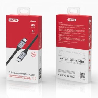 Kabel Unitek 2m USB-C do USB-C 100W 4K 5Gbps szybki aluminiowy