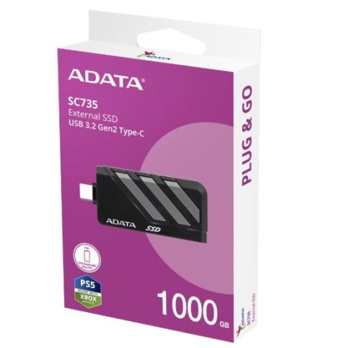 Dysk SSD Adata SC735 1TB USB-C szybki i lekki zewnętrzny Grey