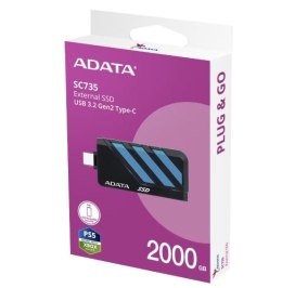 Dysk SSD Adata SC735 2TB zewnętrzny USB C 3.2 Gen 2 szybki lekki niebieski