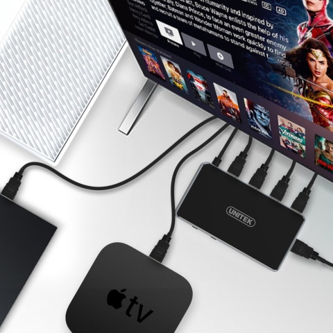 Przełącznik HDMI Unitek 5w1 4K kompatybilny HDCP dźwięk 7.1
