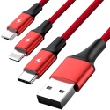 Unitek 3 in 1 USB Charging Cable C4049RD kabel 3w1 szybkie ładowanie 120 cm