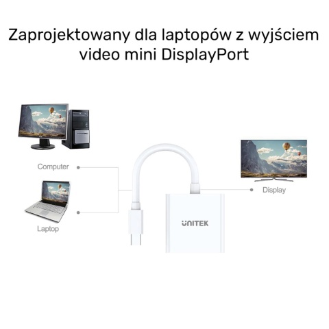 Unitek Adapter miniDisplayPort Y-6326WH na DVI 1920x1200 kompatybilny