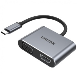 Unitek Hub D1049A USB-C HDMI VGA USB-A PD 100W kompaktowy