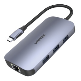 Unitek Hub N9+ USB-C HDMI 4K60 PD 100W 9w1 kompaktowy Gigabit czytnik kart
