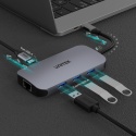 Unitek Hub N9+ USB-C HDMI 4K60 PD 100W 9w1 kompaktowy Gigabit czytnik kart