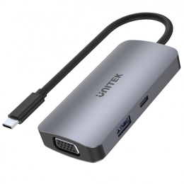 Unitek Hub USB-C 2xHDMI VGA USB 3.1 4K PD 100W MST wydajny