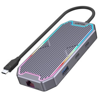 Unitek Hub USB-C 4K HDMI RJ45 100W 10Gbps gamingowy