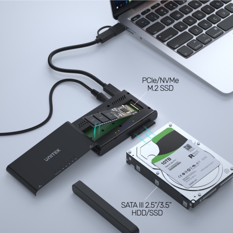 Unitek S1222A Mostek stacja klonująca M.2 SATA USB C 10Gb szybka