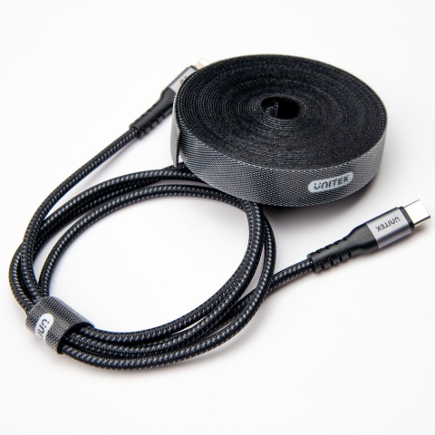 Unitek Taśma rzepowa do kabli 5m czarna samospinająca wielokrotnego użytku