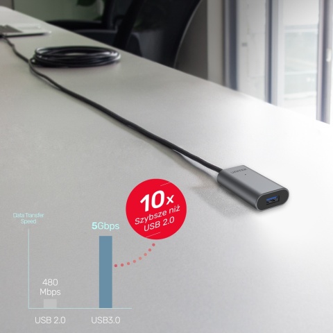 Unitek U304A przedłużacz USB C na USB A 5m wydajny wzmacniacz sygnału