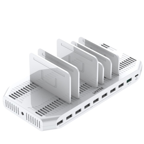 Unitek Y-2190 stacja ładująca 10xUSB 160W szybka QC3 USB C 60W