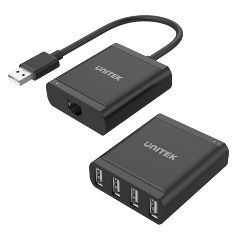 Unitek Y-2516 przedłużacz USB 2.0 po skrętce 4xUSB z zasilaczem