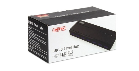 Unitek Y-3184 Hub 7 portów USB 3.0 z zasilaczem szybkie ładowanie BC 1.2