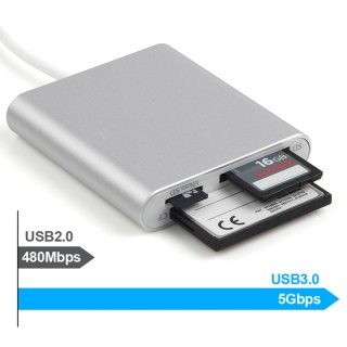 Unitek Y-9313 czytnik kart USB3.0 All in 1 aluminiowy szybki SD CF microSD