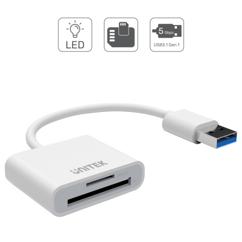 Unitek Y-9321 czytnik kart SD microSD USB 3.0 szybki kompaktowy