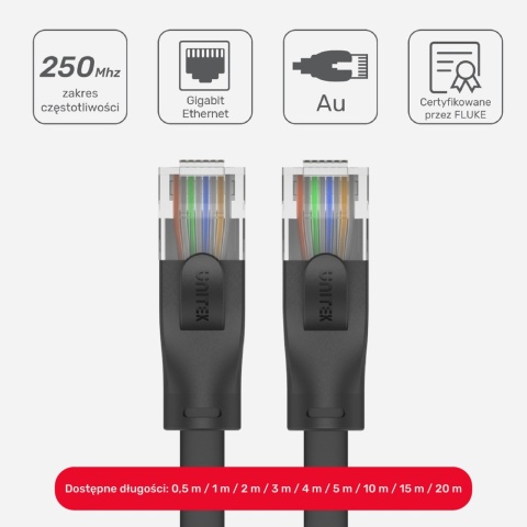Unitek kabel Ethernet Cat 6 2m płaski Gigabit RJ45 do montażu pod panelami