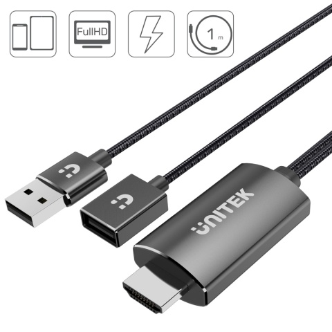 Unitek przewód Telefon TV M1104A adapter USB HDMI Full HD iOS Bluetooth