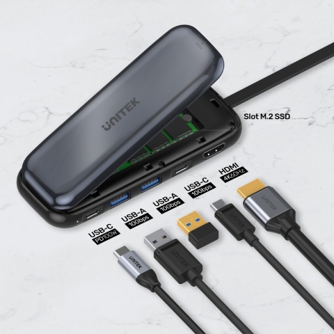 Unitek uHUB H6 Storage Hub USB-C M.2 NVMe HDMI 4K PD 100W wydajny