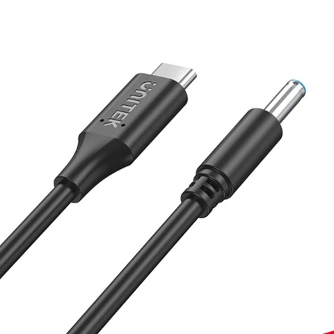 Kabel Unitek C14117BK 1.8M do HP 65W USB C DC 4.5mm lekki
