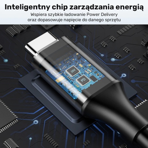 Kabel zasilający Unitek 65W USB C do Acer DC 5 5 mm lekki