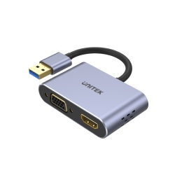 Unitek Adapter USB 3.0 HDMI VGA FullHD aluminiowy podwójny ekran