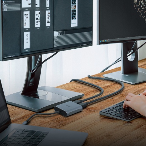 Unitek Adapter USB-C 2x DisplayPort 1.4 8K 60Hz MST HDCP