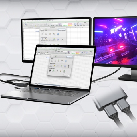 Unitek Adapter USB-C 2x DisplayPort 1.4 8K 60Hz MST HDCP