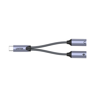 Unitek Adapter USB-C M206A 2x USB-C audio ładowanie 18W kompaktowy