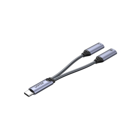 Unitek Adapter USB-C M206A 2x USB-C audio ładowanie 18W kompaktowy