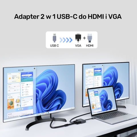 Unitek Adapter USB C V1168A HDMI 4K VGA Full HD lekki kompaktowy