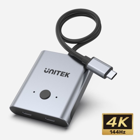 Unitek D1078A przełącznik USB C 4K 144Hz dwukierunkowy 100W profesjonalny