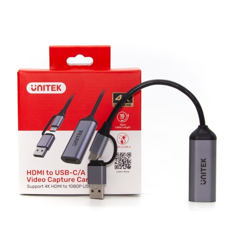 Unitek Grabber V1167A 4K HDMI na USB-C USB-A do streamingu wydajny