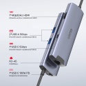 Unitek H1112F Hub USB C 5Gbps HDMI RJ45 PD 100W kompaktowy