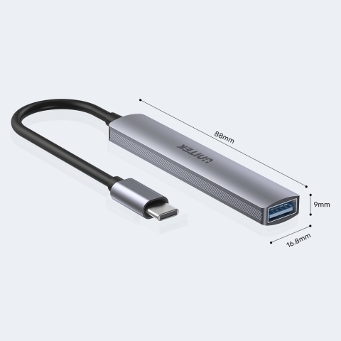 Unitek H1208B Hub USB C 4w1 1xUSB3 5Gbps 3xUSB2 alu kompaktowy