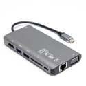 Unitek Hub D1019B USB-C 8w1 100W Power Delivery kompaktowy HDMI Ethernet